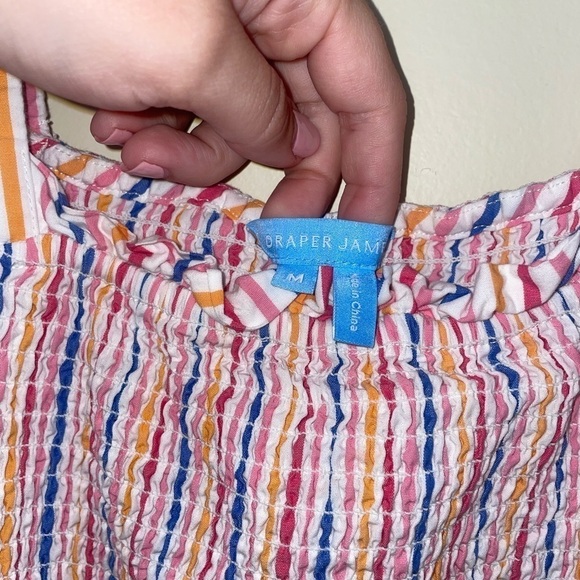 Draper James Deana Smocked Midi Dress in Multi Stripe Size Medium - Picture 7 of 13